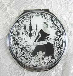 Black & White French Fashion Couture Lady Compact Mirror