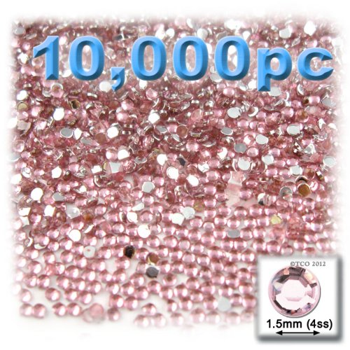 10,000pc Rhinestones Round 1.5mm - 4ss flatback Light Rose Pink PNK
