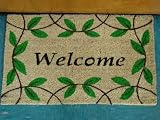 Printed Coco Coir Doormat Welcome Leaf Design