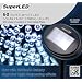 SuperLED Solar 60 White LED Light String, Switchable Constant or Multi-Effects, Fence/Wall Bracket & Ground Spike Included
