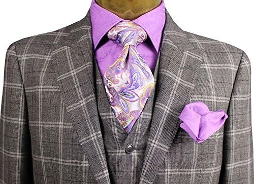 Mens 15 - 15.50 * 34 -35 inch Tonal Paisley Shirt with Tie and Hanky