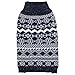 Blueberry Pet 4 Patterns Vintage Tinsel Knit Fair Isle Dog Sweater in Midnight Blue, Back Length 14