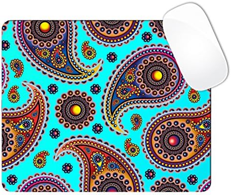 Colorful Paisley Flower Pattern with Baby Blue Background Mouse Pad (SQUARE)