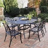 Biscayne Black 7-Piece Outdoor Table and Arm Chairs Set