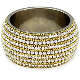 Chamak by priya kakkar Large White Crystal Bangle & Gold Meta