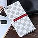 RAYTOP iPhone 6s Case Leather Cover for Apple iPhone 6 4.7 Regular Size Kickstand White Leather Checker Plaid Striped Magnetic Hand Strap Wristlet Slim Men Women Girls Classy Decent Business Style New