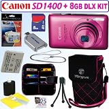 Canon PowerShot SD1400IS 14.1 MP Digital Camera (Pink) + 8GB Deluxe Accessory Kit