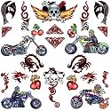 50 + Assorted Temporary Tattoos - Motorcycle Theme - Motorbike, Skulls, Eagles and Typical Biker Tattoos.