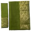 Brokat Sari olivgr�n traditionelles Wickelkleid aus Indien mit Blusenstoff und Wickelanleitung