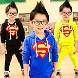 フード付きパーカー　スーパーマン上下セットアップスウェット　選べる全４色♪ ブラク/140ｃｍ1点 【1点】