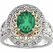 14K Two-Tone Gold Chatham Created Emerald and Diamond Ring