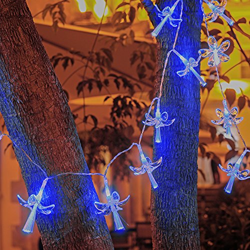 détail Innoo Tech** 2M Guirlande lumineuse extérieur/intérieur à piles 20 fleurs LED fibre optique, décoration idéal pour Noël, fête, mariage, jardin, arbes etc, lumière constante et clignotant (Bleu)