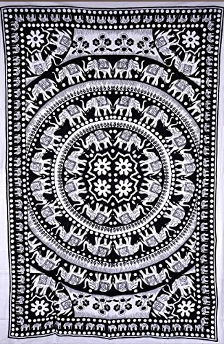Elephant Tapestry, Indian Hippie Wall Hanging , Bohemian Bedspread, Mandala Cotton Dorm Decor Beach blanket- AndExports