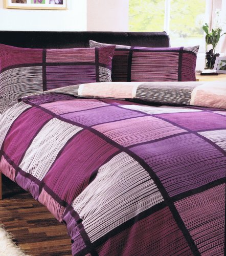 Burton Aubergine Double Bed Duvet Cover Set