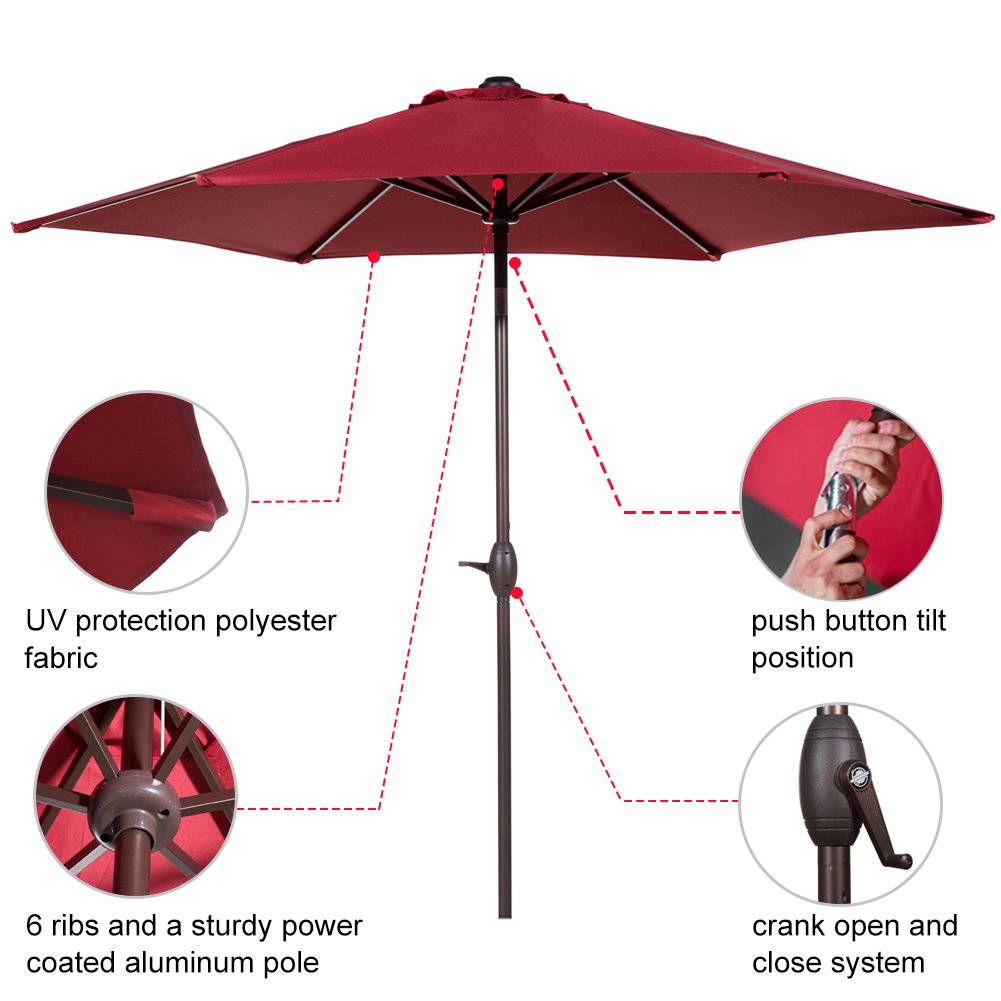 Abba Patio 9 Ft Market Outdoor Aluminum Table Patio Umbrella with Push