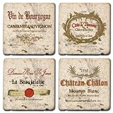 Italian Stone Coasters Wine Labels Set of Four