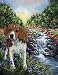 beagle43 - Beagle in Paradise Garden Size Flag