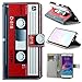 Galaxy Note 4 Case, Gift_Source Brand Slim PU Leather Wallet Book Cover with Stand Feature and Credit Card ID Holders For Samsung Galaxy Note 4 [SM-N910S / SM-N910C] (Pink Cassette Tape )+1 X Screen Protector + Stylus Pen
