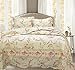 Cozy Line Home Fashions Rose Romance Khaki Cream Yellow Floral Blooming Flower Printed Cotton Quilt Bedding Set Reversible Coverlet Bedspread Gifts for Women(Rose Romance, King - 3 Piece)