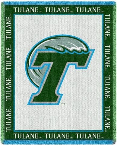 Tulane University Green Wave Throw Blanket Woven Afghan Tapestry 69 x 48 [Misc.]
