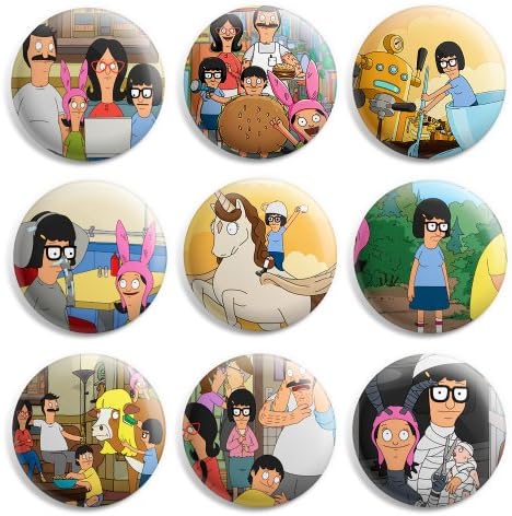 Princess PinsTina Belcher Bobs Burgers Pinback Buttons Pin Badges 1 Inch (25mm) - Pack of 9