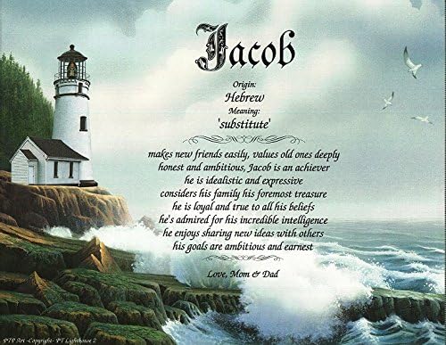 Personalized Poetry Gift Male First Name Meaning on Lighthouse Background