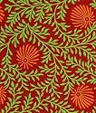 Flora Fantasia Printed Paper from India- Red with Green & Orange Print 25x36.5 Inch Sheet