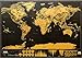 Scratch-Off World Map - Black with Golden Coating - Large 32.5 x 23.4 Inches World Interactive Travel Poster - Bright Colors Deluxe Edition - Comes with Compass & Scratching Tool by Info-Glob