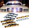 DT MOTO&trade; Amber White 54x LED Emergency Vehicle Deck Dash Grill Warning Lights - 1 set