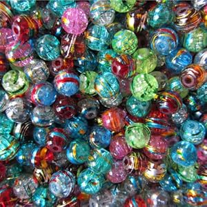 Pretty Pebbles Beads - 100 Drawbench Glass Beads 8mm Colour Mix