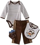Vitamins Baby Baby-Boys Lets Rodeo 4-Piece Creeper Pant Set, Brown, 3 Months