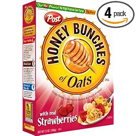 Honey Bunches of Oats with real Strawberries, 13-Ounce Boxes (Pack of 4)