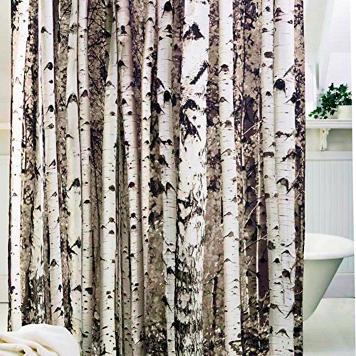 CrazyLynX Birch Tree Shower Curtain Mildew Resistant,Water-Repellent & Antibacterial,with 12 Plastic Rings 72x72inch CrazyLynX Birch Tree Shower Curtain Mildew Resistant,Water-Repellent & Antibacterial,with 12 Plastic Rings 72x72inch