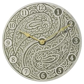 Whitehall Moss Green Paisley Clock - 01772 by Whitehall Thermometers