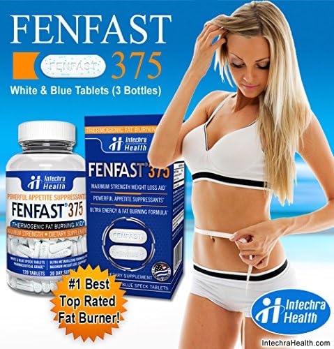 Fenfast White Blue Tablets - Rapid Fat Burning & Energy Boost Diet Pills - Top Rated & Highest Quality Weight Loss Pills - 3 Bottles = 3 Months Supply