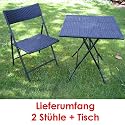 3tlg. Balkon Sitzgruppe Rattan Sitzgarnitur Gartenmöbel Bistroset SCHWARZ