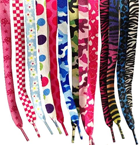 Girls' Flat Shoealces Cool Shoe Laces with Hot Prints Pattern of Polester for Sneakers Sport Shoes No.21