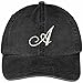 Trendy Apparel Shop Letter A Script Monogram Font Embroidered Washed Cotton Cap - Black