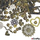eCrafty EC-5633 Jewelry Makers Stamped Metal Charms and Pendants Mix, 50gm