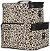 World Traveler 2-Piece Leopard Print Cosmetic Train Case Set, Leopard with Black Trim