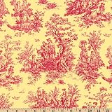 54'' Wide Premier Prints Jamestown Toile Strawberry/Yellow Fabric By The Yard