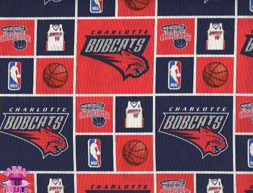 44" NBA Charlotte Bobcats Checker Cotton Fabric By The Yard