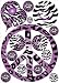 14 Purple Leopard / Cheetah and Zebra Print Peace Sign Wall Decals / Stickers