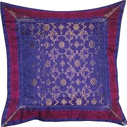 ShalinCraft Pillowcases House Decor India Gift For Her Silk Fabric 16x16 inches (bcbr181)