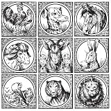 Wallmonkeys Peel and Stick Wall Decals - Set of Antique Animals Engravings (vector) - Removable Graphic