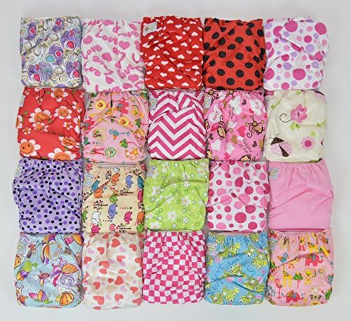 20 Pack Pocket Cloth Diapers with 40 Inserts (2 Inserts Per Diaper)-girl Pack