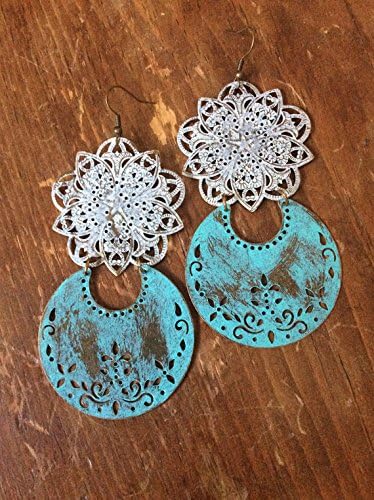 Lotus Flower Crescent Bohemian Style Statement Earrings