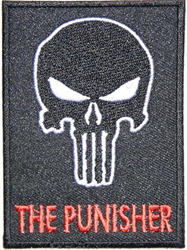 Punisher Tactical Skull Marvel Army Milltary Comando Biker Logo Jacket T shirt Patch Sew Iron on Embroidered Symbol Badge Cloth Sign bY PRINYA SHOP