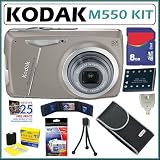 Kodak M550 GREY EasyShare M550 12MP Digital Camera with 5x Wide Angle Optical Zoom and 2.7 Inch LCD in Grey + 8GB Accessory Kit