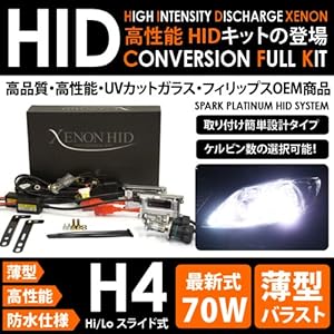 【クリックで詳細表示】SPARK H4 70W薄型 HIDキット 30000K PAJERO MINI パジェロミニ H6.12～10.9 H51A.H56A ヘッド